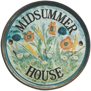 Terracotta plaque featuring midsummer flowers