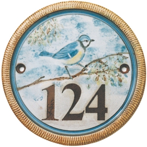 Terracotta plaque with a blue bird