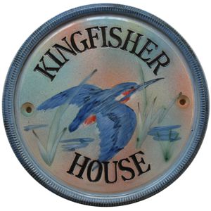 Terracotta plaque with flying kingfisher